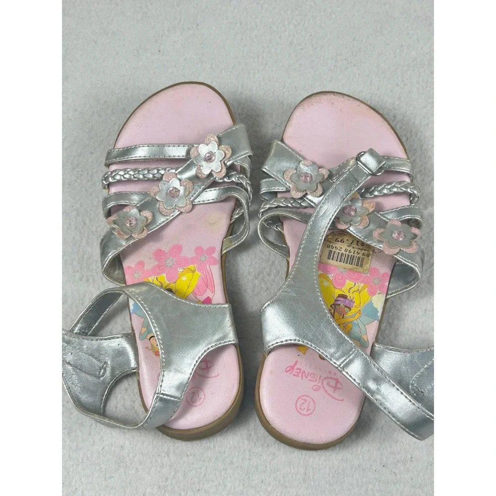 Disney Princess Sandals Kids 12 Silver Whimsical